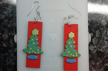 kolczyki z choinkami #hafty