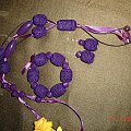 komplet fiolet - wisiorek bransoletka kolczyki