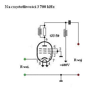 Lampa GU-50 oporności wejścia i wyjścia Lampa GU-50 oporności wejścia i wyjścia