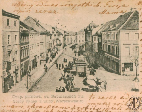 Kalisz, Stary Rynek z ulicy Warszawskiej (obecnie ul. Śródmiejska), 1905 r.