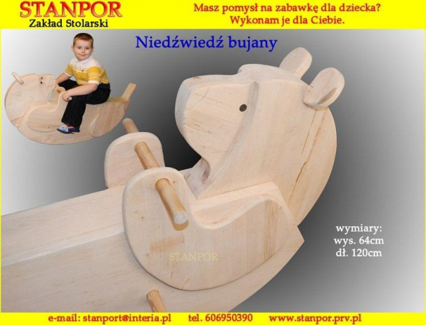 Wykonuję zabawki z drewna dla dzieci. www.stanpor.prv.pl #zabawk #IZDrewna #DlaDzieci #zakład #stolarski #stanpor #BujanyMiś #NaBiegunach